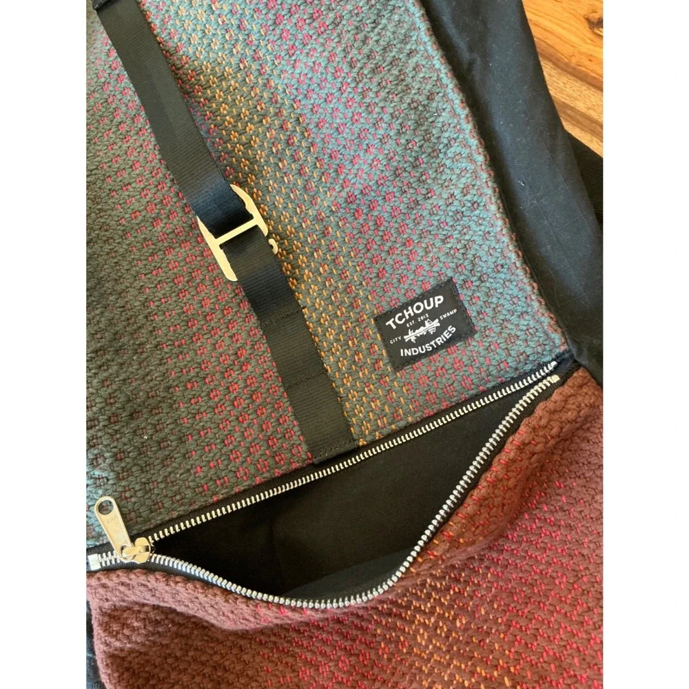 Tchoup Industries Roulez Pack Backpack New Orleans Waxed Canvas Handwoven Panel